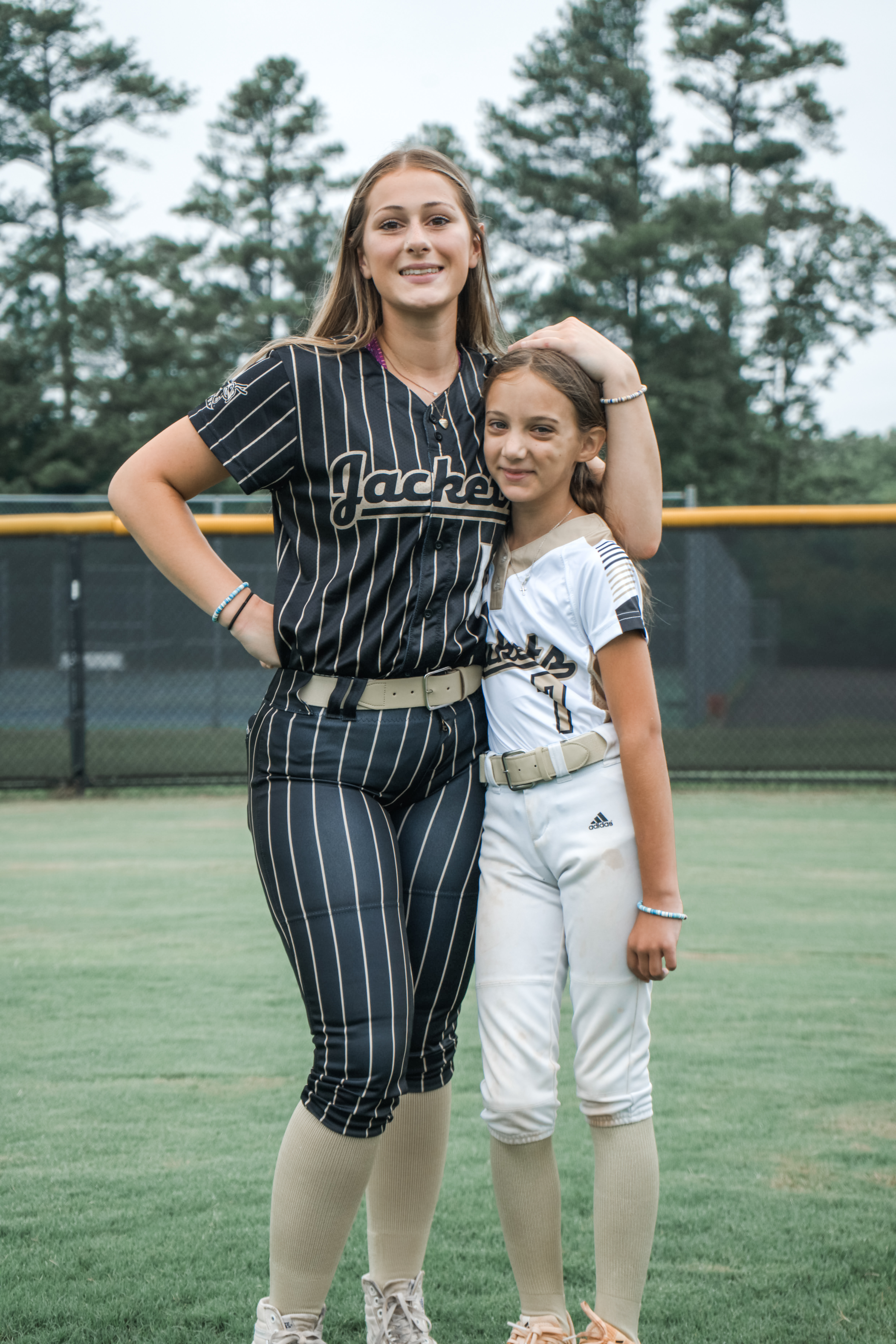 Two sisters who play softball
